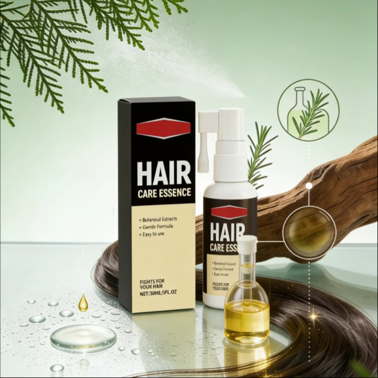 Biotin for hair growth Serum Anti-loss treatment of hair Regrowth of hair Light botanical Rosemary Oil Essence for smooth hair care