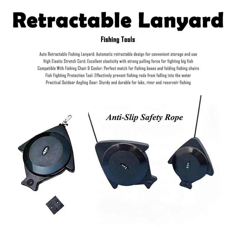 1PC Auto-Retractable Fishing Rod Leash Fish Fighting Rope Tackle Box Retractable Safety Lanyard Anti-Loss Fishing Accessory