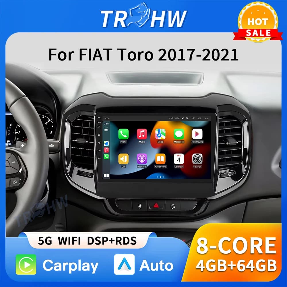 Per FIAT Toro 2017 2018 2019 2020 2021 Autoradio Lettore Multimediale di Navigazione GPS WiFi + 4G DSP wireless Carplay Auto