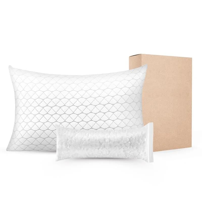 Cuscino Memory Foam di Lusso Misura Queen con Supporto Regolabile, Federa in Fibra Naturale, Ideale per Chi Dorme sulla Schiena, sullo Stomaco e sul Fianco