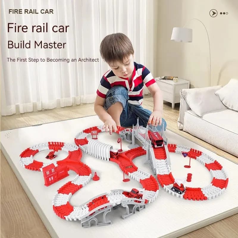 Pista del motore dei pompieri assemblaggio di ingegneria dell'auto Minin Car Set Kids Puzzle Boy Toys Track Car Train Toys For Children Birthday Gift
