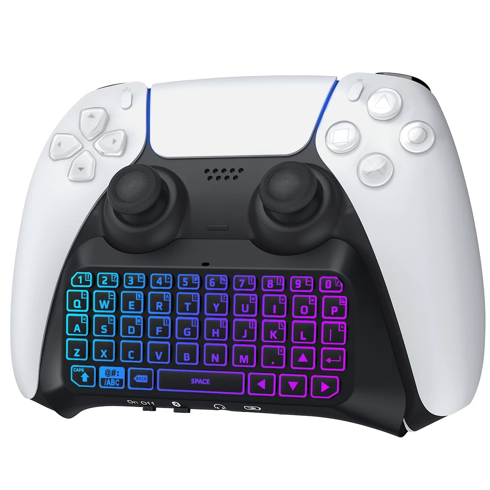 RGB backlit keyboard for PS5 controllers, Bluetooth wireless mini gamepad for Playstation 5 with updated speaker