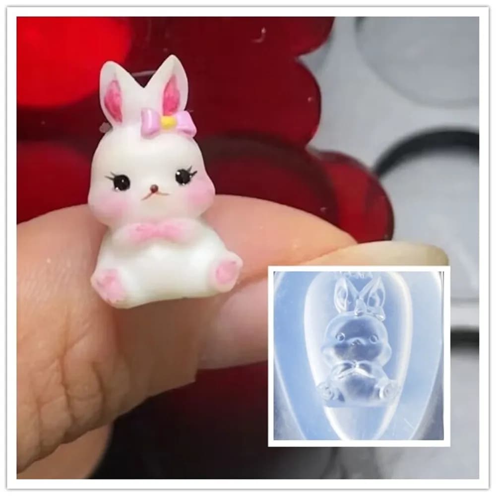 1pc gelato orso lecca-lecca coniglio 3D stampo acrilico per unghie decorazioni per nail art modelli per nail art in silicone fai da te unghie