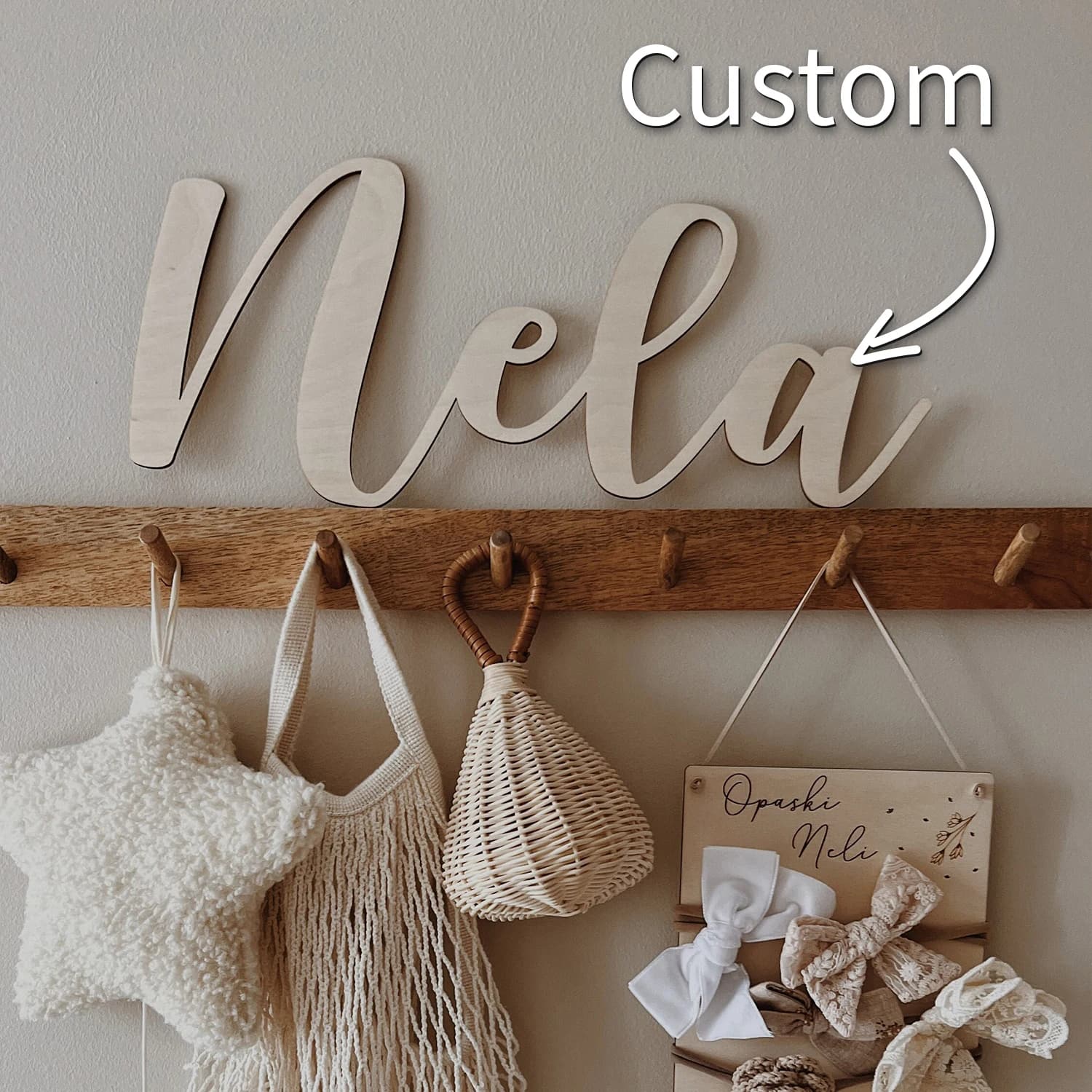 1pc Customized wooden decorations Customizable names, dates, and greetings, Suitable for wall decoration, home decoration,