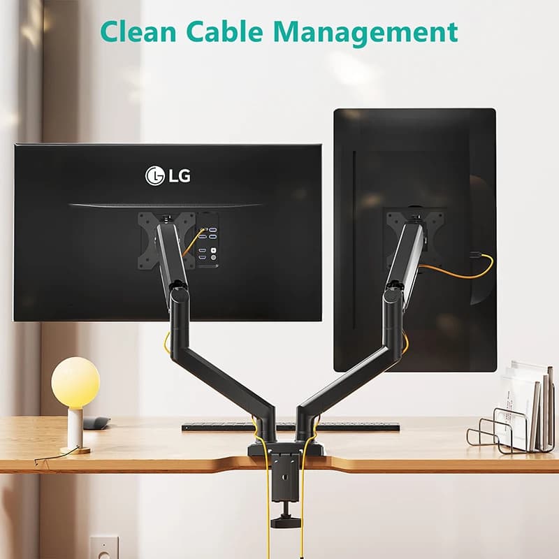 Support for double monitors for screens from 13′′′–34", double monitor support adjustable, with 180 ° Reels, Inclination, 360 ° Rotation for home office