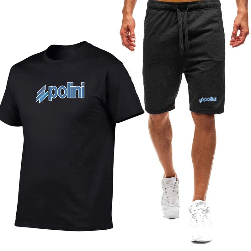 Completo Estivo Uomo 2026 Tinta Unita Colori Vivaci Accattivanti Best Seller Asciugatura Rapida con Logo Polini Stampato T-shirt e Pantaloni
