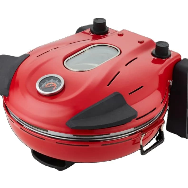 Electric Pizza Oven 12 Inch, 1200W Tabletop Maker with Stone, Timer, Temperature Gauge, Cooker
