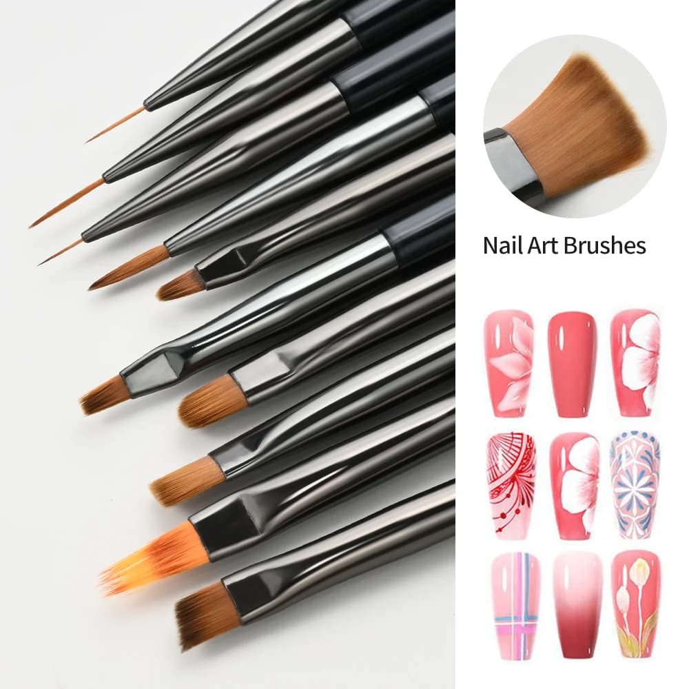 10Pcs/Set Nail Art Brushes Liner Gel Polish Lines Flower Painting Drawing Pen for Nail Art Design DIY Nails Tip Detail Tool Suit kolinsky acrylic nail brush nail brush nail salon nail art brush