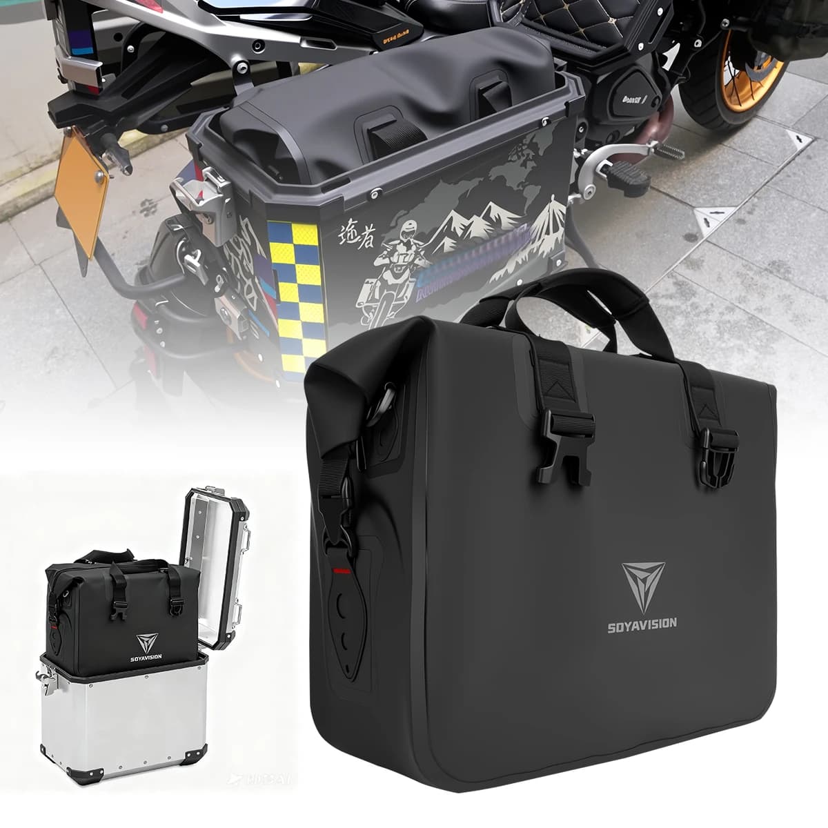 1pc/2pc Universal Motorcycle Black Luggage Pannier Inner Bag For BMW Yamaha Honda Kawasaki Top Box Panniers Bag Case Luggage Bag