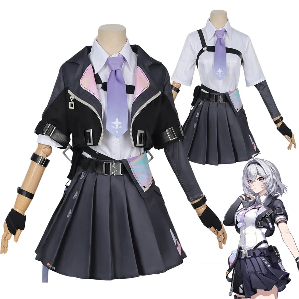 Costume Cosplay di Game Neverness to Everness Esper Zero, Set Completo con Camicia, Gonna, Cappotto, Uniforme per Donna, Abbigliamento per Carnevale