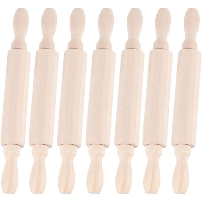 7PCS Mini mattarello per legno 7.9 "mattarello classico per legno per cottura mattarello per Pasta utensile in legno per Pizza argilla Pasta pane