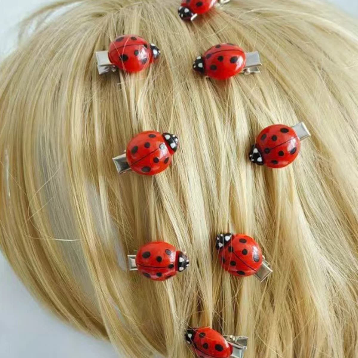 Set of 10 pieces of coccinella-shaped hair clips, fashionable, cross-border, mini accessories, student hairpins, wholesale fun