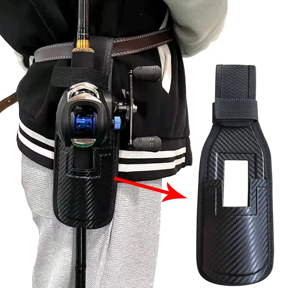 Portacanna da pesca Cintura di fissaggio per canna da pesca per lancio di surf Strumento per la pesca con esca all'aperto Borsa per asta con inserto in pelle portatile
