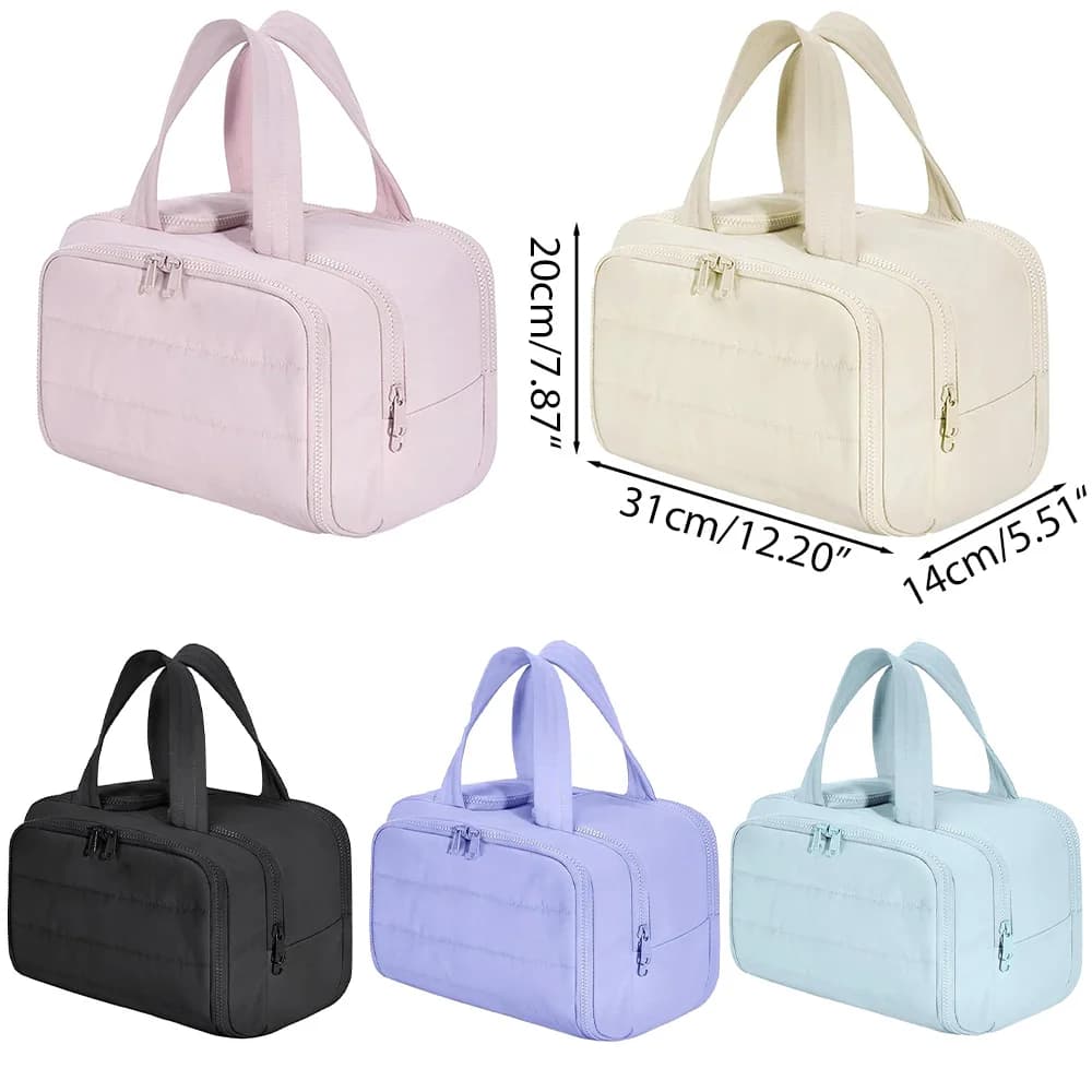 Large Capacity Cosmetic Bag Female Makeup Pouch Travel Wash Handbag Bathroom Partition Shower Waterproof Toiletries Organizer