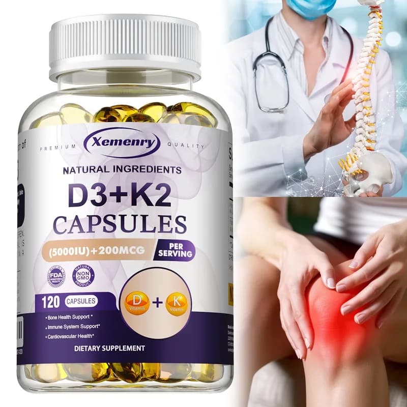 Vitamin D3 supplement + K2(MK7) - Support for bone health, joints, heart, immune system, teeth and skin - Non-GMO supplement