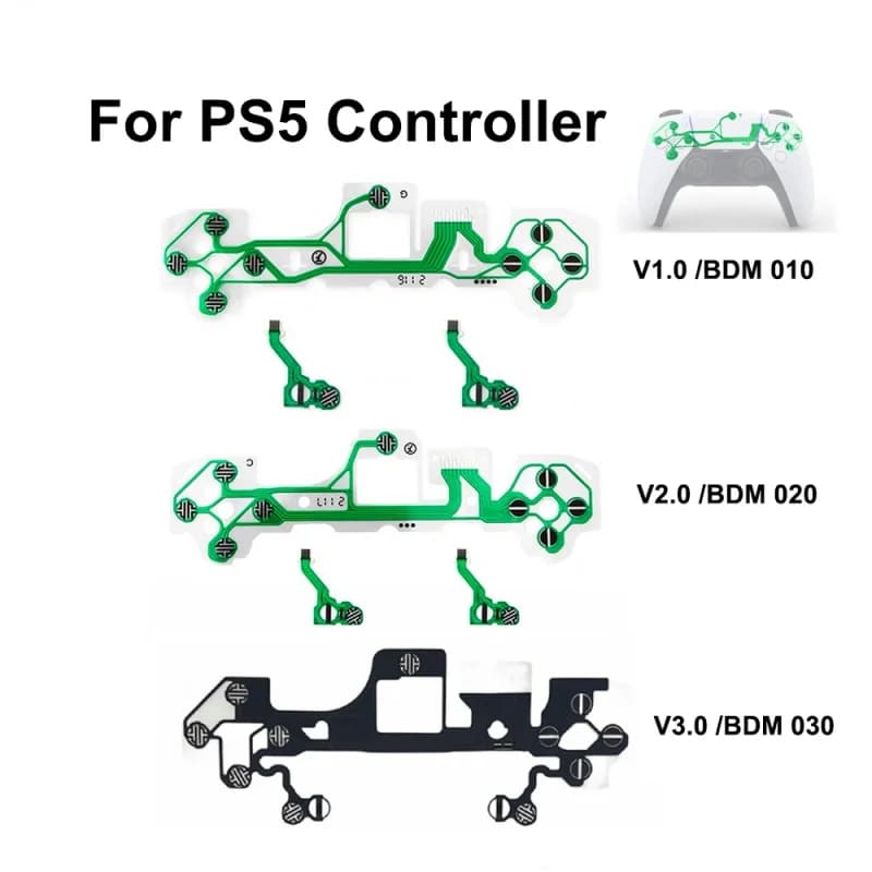 Controller Conductive Film for PlayStation 5 V1 V2 V3 Controller Ribbon Circuit Board Keypad Replacement Kit for PS5 Controller