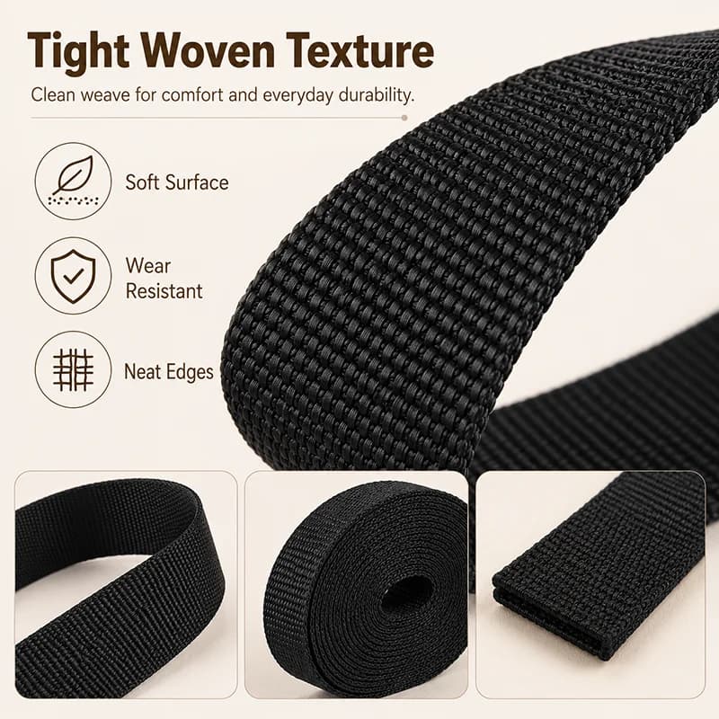 Nastro in nylon nero da 10 metri, 20-100 mm, per collari, guinzagli, pettorine, cinghie di sicurezza per cani, materiale di fissaggio regolabile, rifinitura