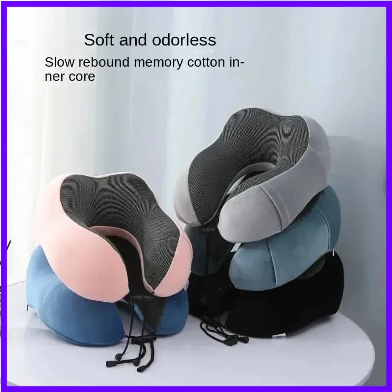 Cuscino da Viaggio per il Collo in Memory Foam, Morbido e Portatile a Forma di U, per Aereo e Auto, Supporto per il Sonno di Adulti e Studenti