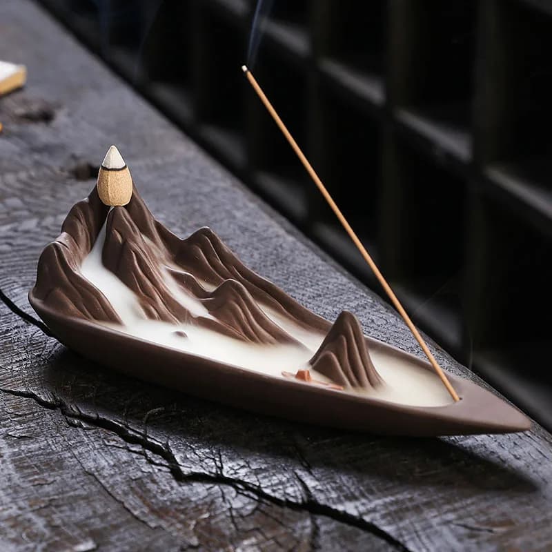 Diffusore di Aromi Zen in Argilla Viola, Incenso Creativo Ispirato al Zen, Diffusore di Aromi Paesaggistici a Lunga Durata