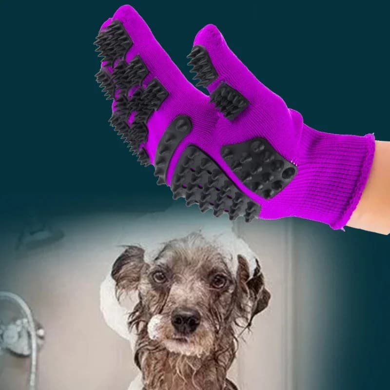 1PC Guanti per toelettatura peli di animali domestici Gatto e cani Toelettatura Pulizia Bagno De-fluffing Anti-Graffio e morso Cinque dita Forniture per animali domestici