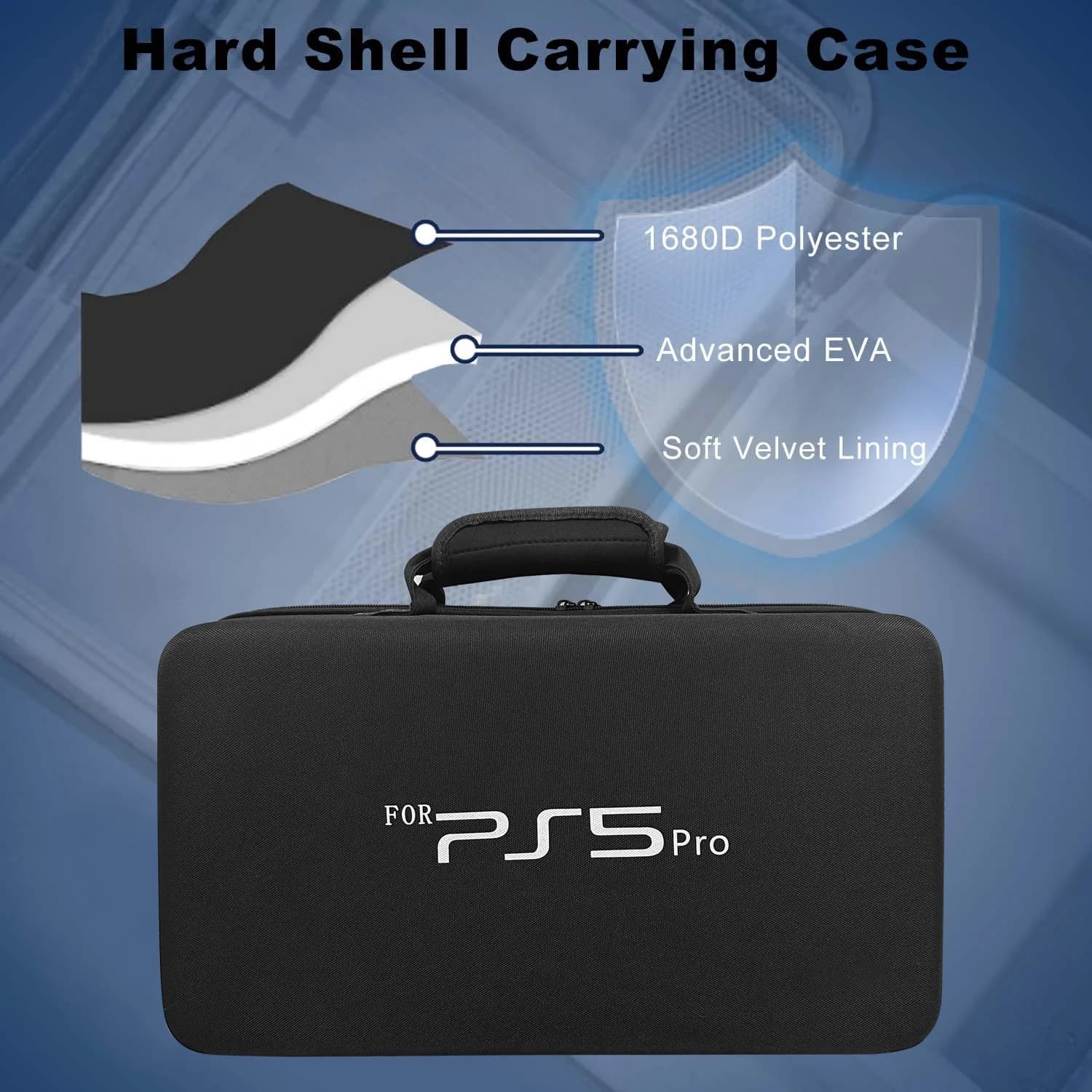 Borsa Portaoggetti per PS5 Pro, Accessori per Console Pro, Borsa a Tracolla Portatile, Scatola di Stoccaggio EVA Antiurto e Antigoccia