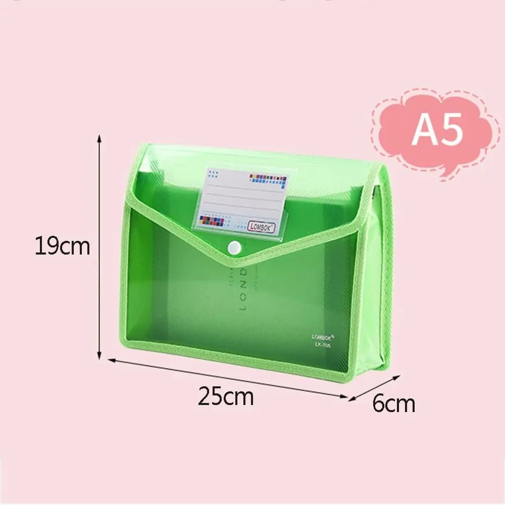 A5 Plastic File Folders Large Capacity Office Document Bag Pouch Envelope Folder