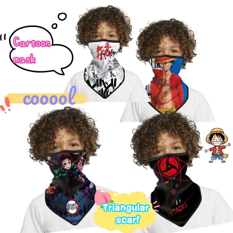 Uzumaki Naruto Uchiha Itachi Rufy Creative Solar Protection Scarf for Ear Hanging Set for Neck Outdoor Cycling Windproof Triangle Towel for Face