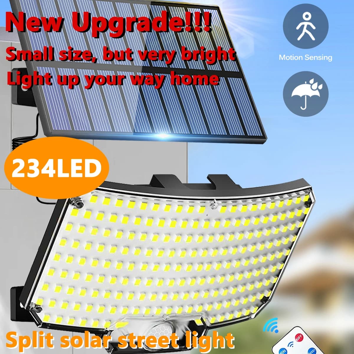 106-234 Luci solari a LED Sensore di movimento per esterni Luci di inondazione Lampada da parete con luci solari di sicurezza impermeabili remote per esterno