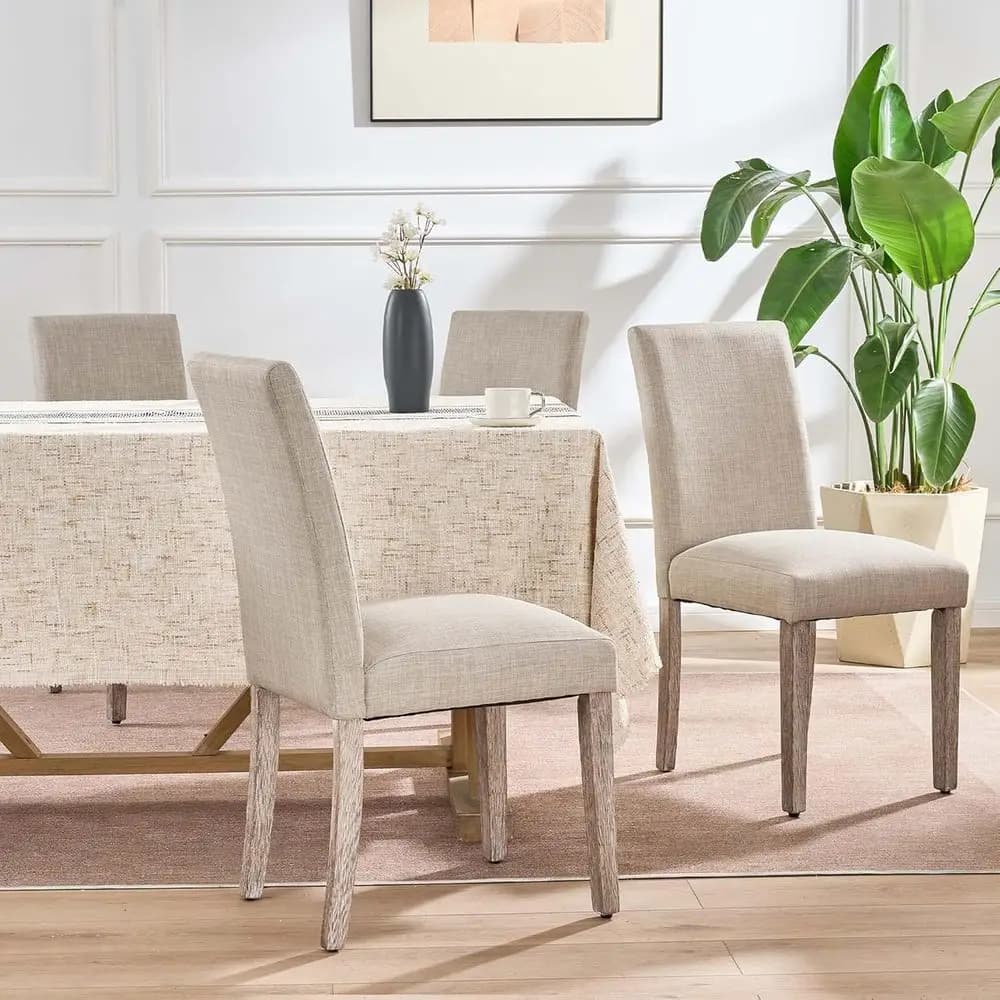 Set di sedie da pranzo o 2 sedie da pranzo Parsons imbottite con gambe in legno massello, cuscino ispessito e schienale ergonomico, kit ern abric