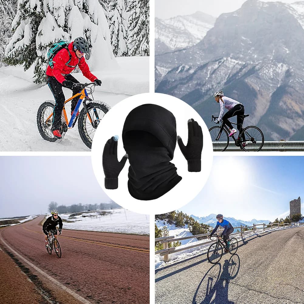 Hot beret with scarves and gloves touch screen Battery Windproof watch Outdoor sports Men's cycling hat Woman