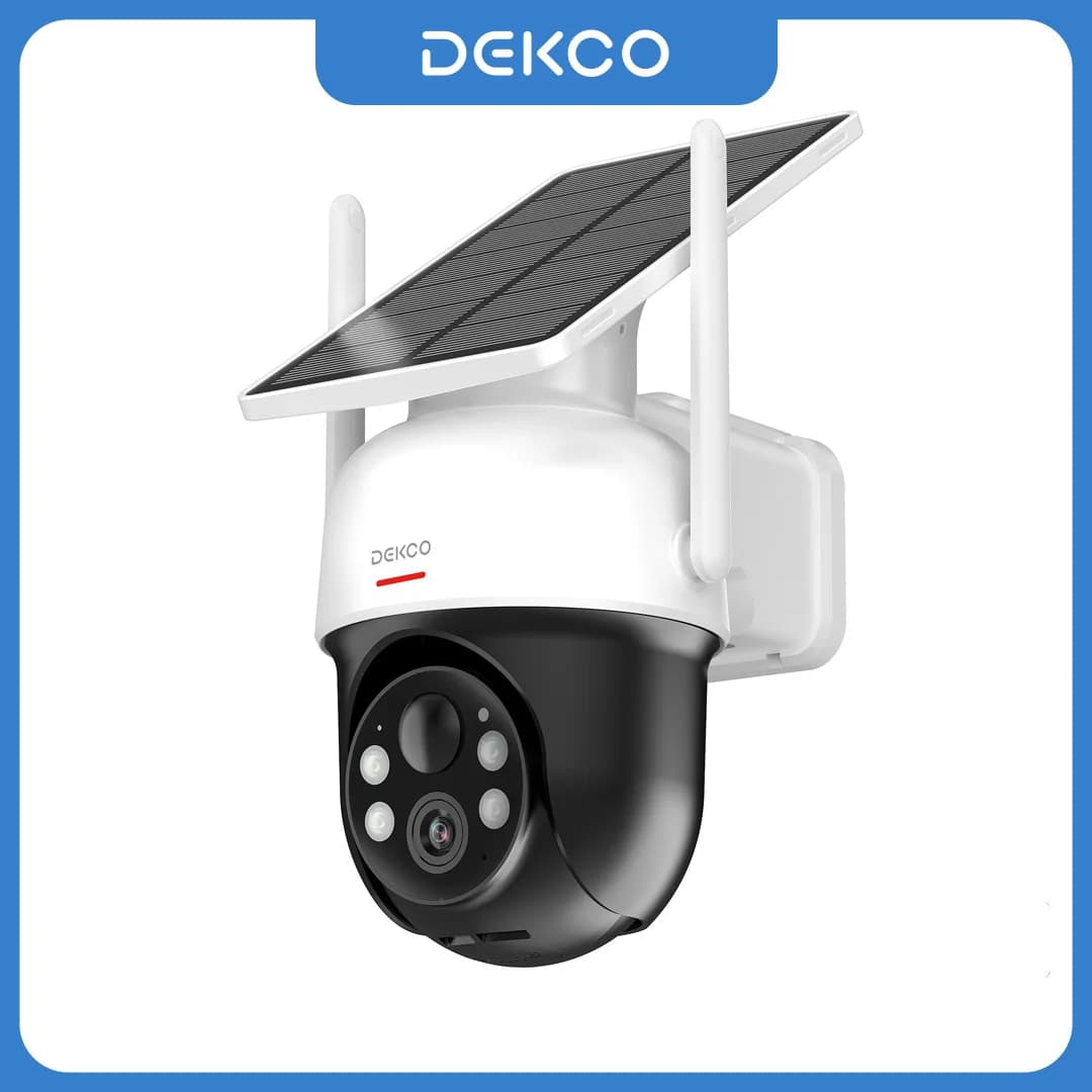 Dekco 3MP 100% Wire-Free Solar WiFi Camera 5000mAh Battery Two-way Audio Security Camera Wireless Solar Panel PTZ CCTV Camera