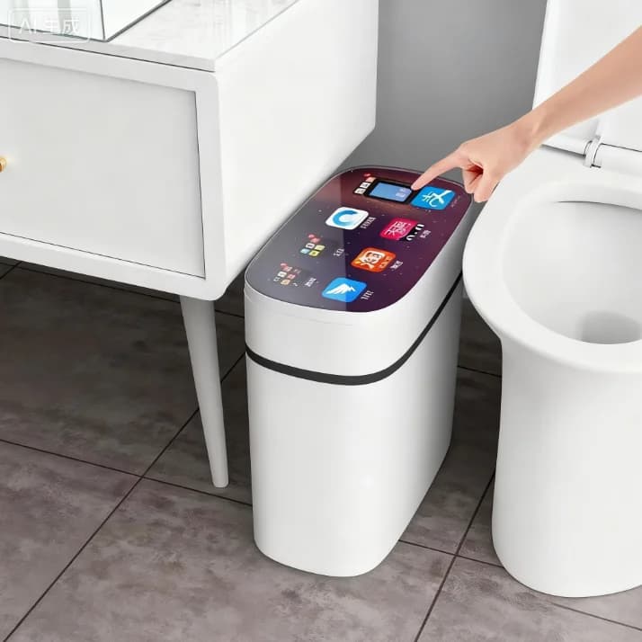Bidone della spazzatura automatico intelligente tipo a induzione versatile casa soggiorno luce di lusso WC elettrico bagno bidone sanitario