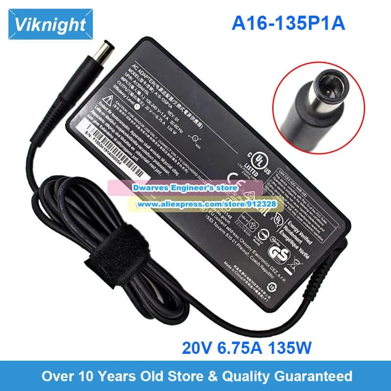 Adattatore AC A16-135P1A 20V 6.75A A135A015L A135A017P PA-1131-72 135W per STAZIONE DI AGGIUNTA Targus DOCK430 7.4*5.0mm
