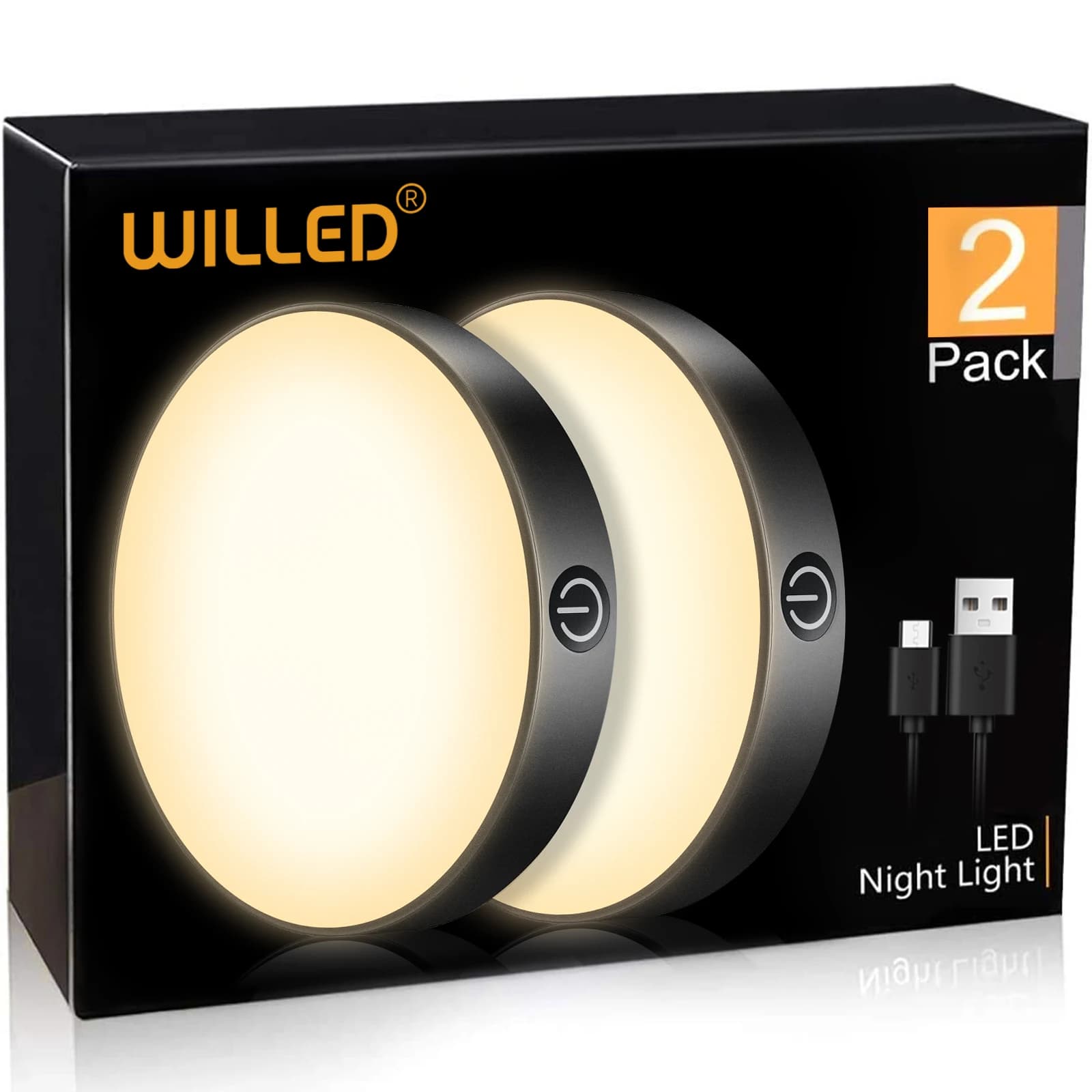 WILLED Luce tattile dimmerabile ricaricabile Batteria incorporata da 1000 mAh Luci notturne a LED portatili per armadio guardaroba cucina camera da letto