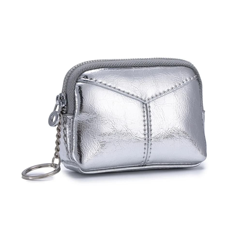 Mini Coin Purse,Portable Genuine Leather Wallet with Zipper,Small Change Holder Pouch for Women Credit Card ID Keyring