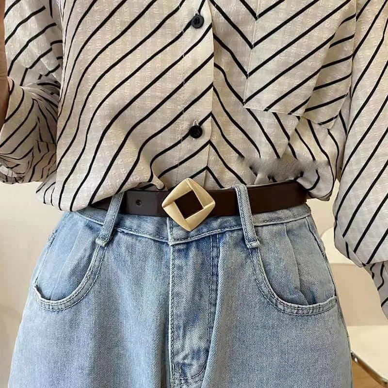 Cintura coreana semplice e versatile da donna, cintura sottile decorativa per jeans, abito elegante e raffinato.