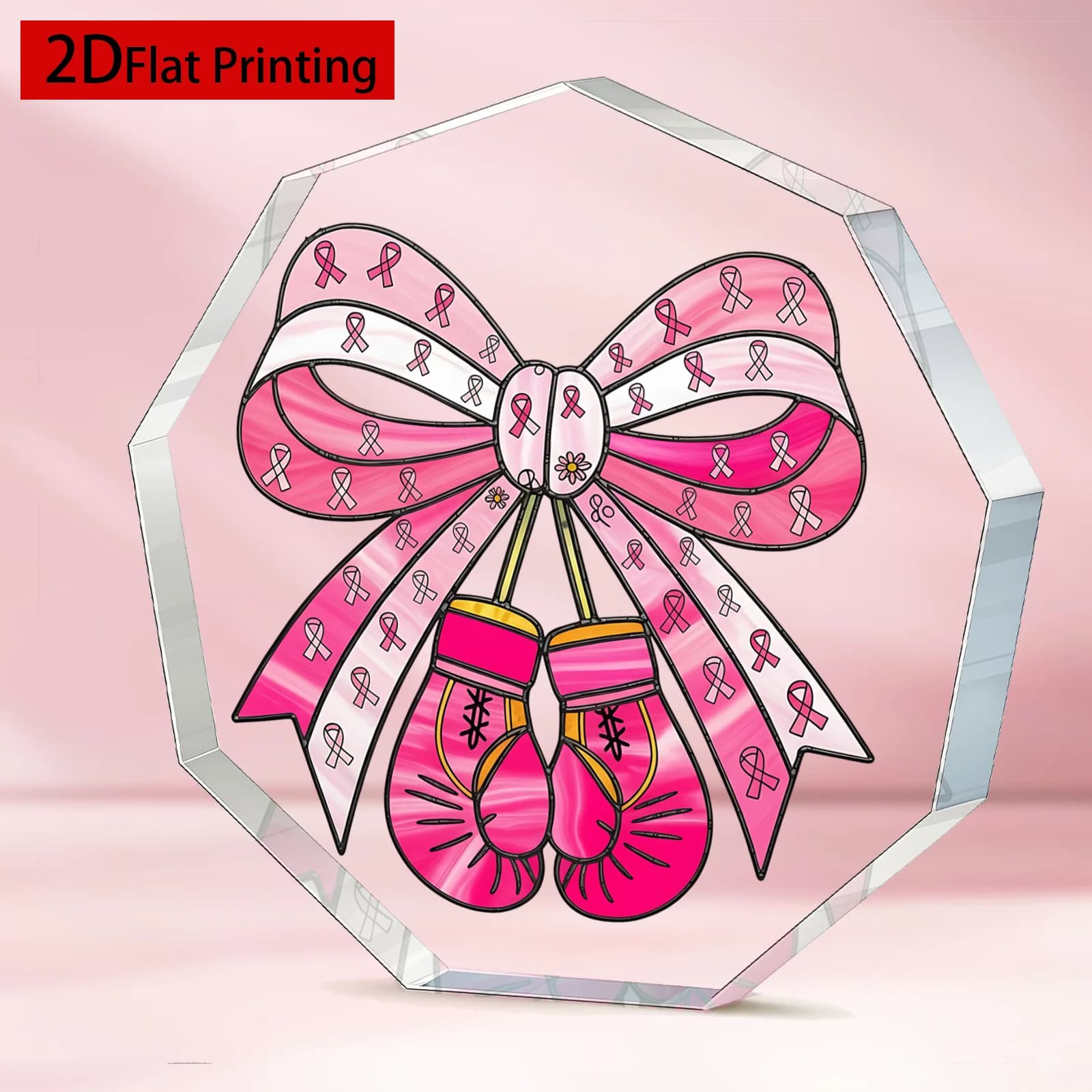 Insegna in Acrilico a Forma di Guantoni da Boxe Rosa, Decorazione Murale a Tema Fiocco per Casa, Palestra, Regalo per Appassionati di Sport