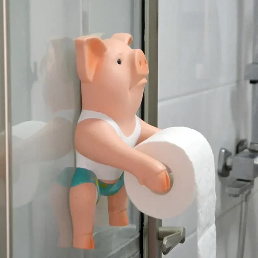 Cartoon Style Toilet Paper Holder Punch-Free Hand Tissue Box Household PVC Rolling Paper Towel Spool Device Bathroom Accessory