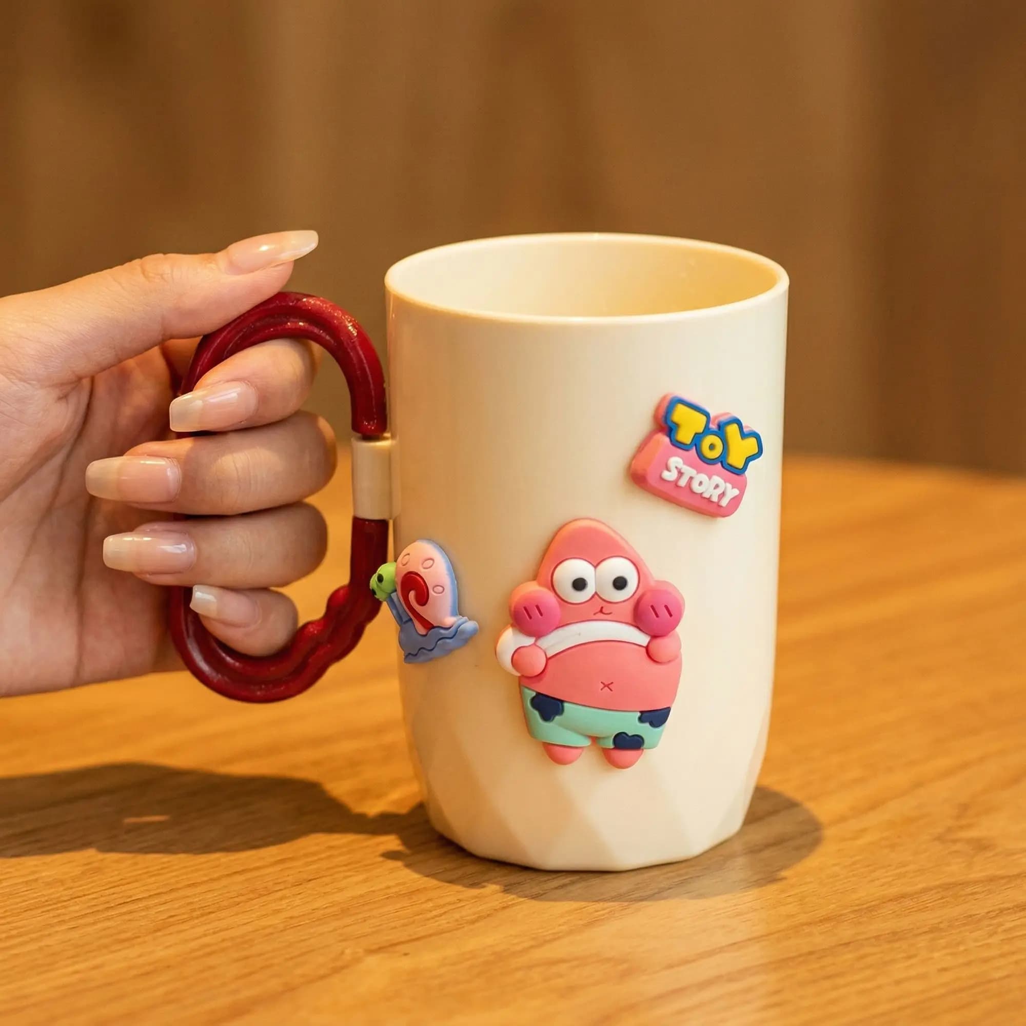 SpongeBob Anime Cartoon Drop-Resistant Toothbrush Holder with Handle Cute Mouthwash Cup for Kids Couples Dormitory Use