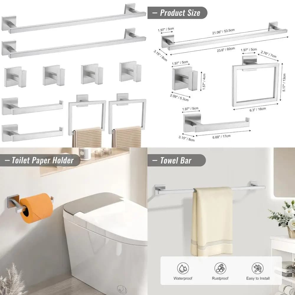 YACVCL Set portasciugamani, set di accessori da bagno da 10 pezzi Accessori da bagno in nichel spazzolato, portasciugamani in acciaio inossidabile SUS304 Ho