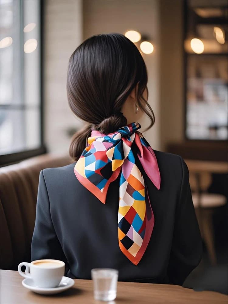 Sciarpa con motivo personalizzato Carica il design astratto geometrico floreale su una elegante sciarpa quadrata