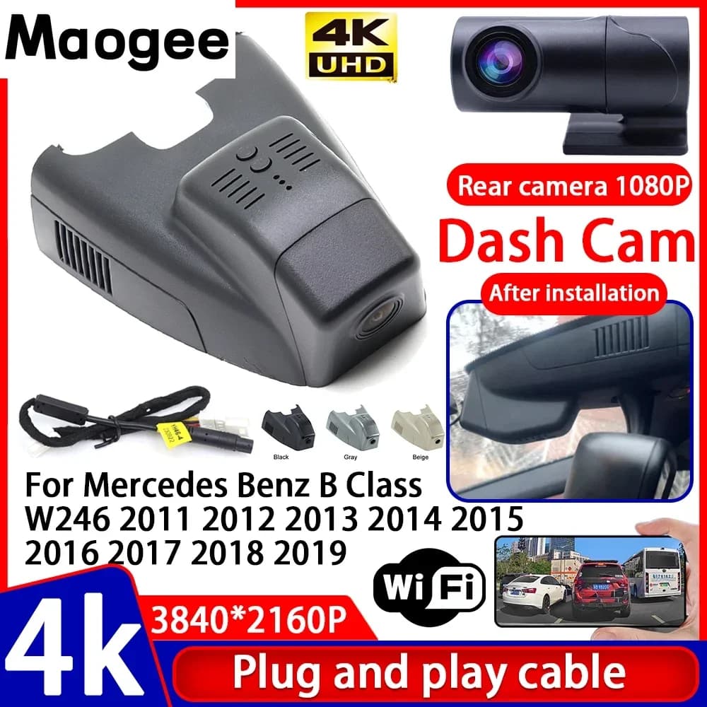 Video Recorder with Night Vision 4K UHD Plug and Play, Dash Cam for Auto Mercedes Benz Class B W246 2011~2019