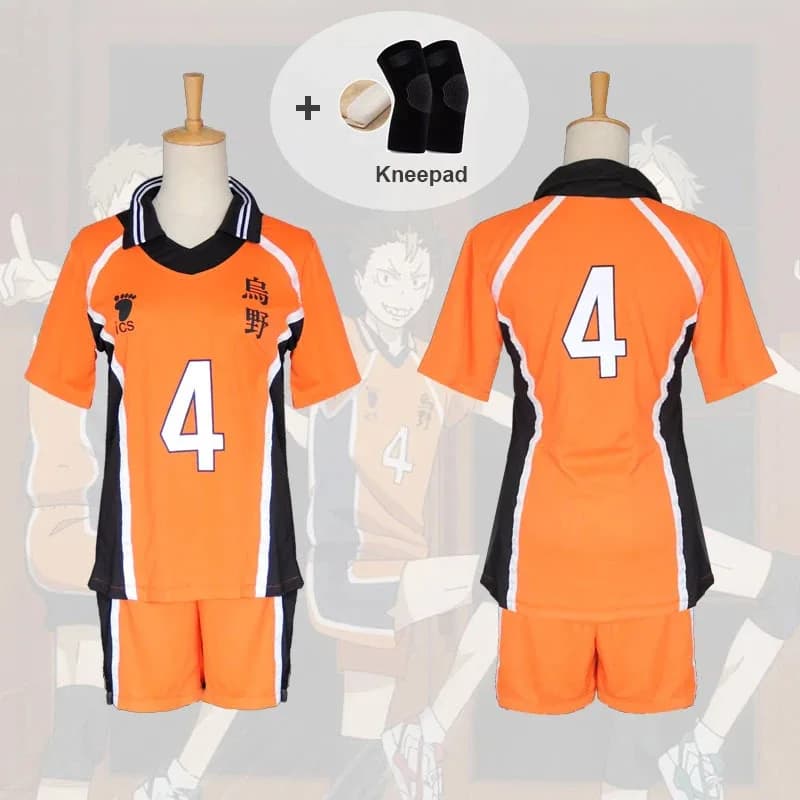 ♥ Nuova maglia e pantaloni arancioni Haikyuu 2026 n. 4 di Nishinoya Yuu, abbigliamento sportivo Karasuno ★ Casa dell'Orso
