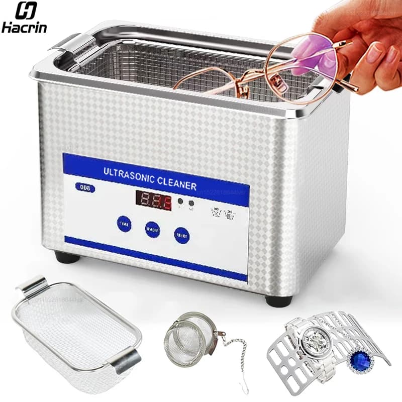 Pulitore ad ultrasuoni Macchina per la pulizia dei gioielli per occhiali ad ultrasuoni 40KHZ Bagno di lavaggio ad ultrasuoni ad alta frequenza per gioielli per occhiali