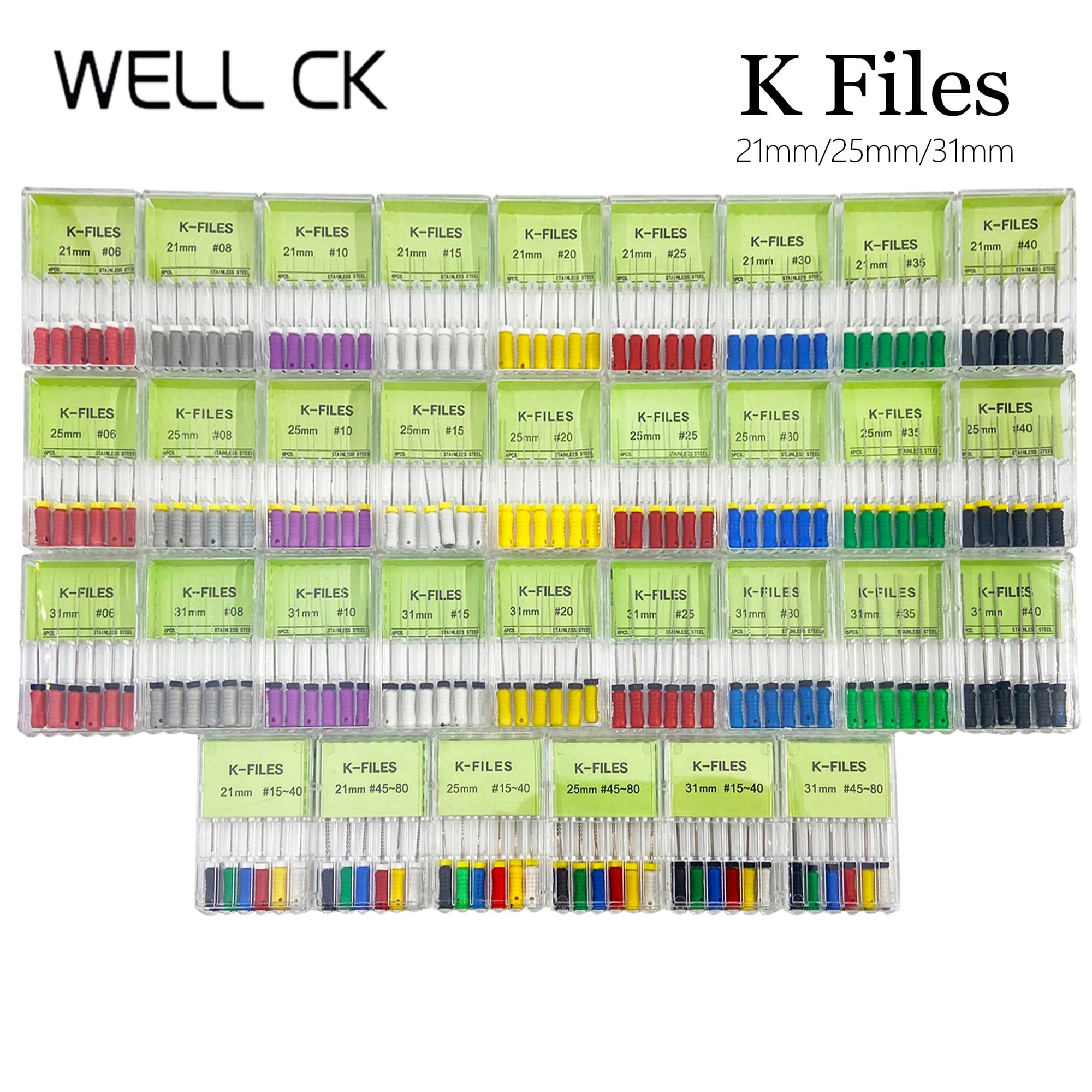 Dental instruments Radice Cannal Endo K File 21mm 25mm 31mm Endodontic stainless steel instruments Dentist Odonthology