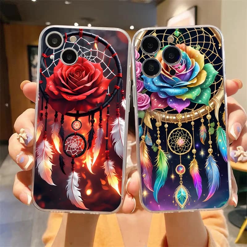Soft TPU Transparent Phone Case Cover for iPhone 17 16 15 14 13 12 11 Pro Max 8 7 Plus 17Air Shockproof Bag Mandala Dreamcatcher