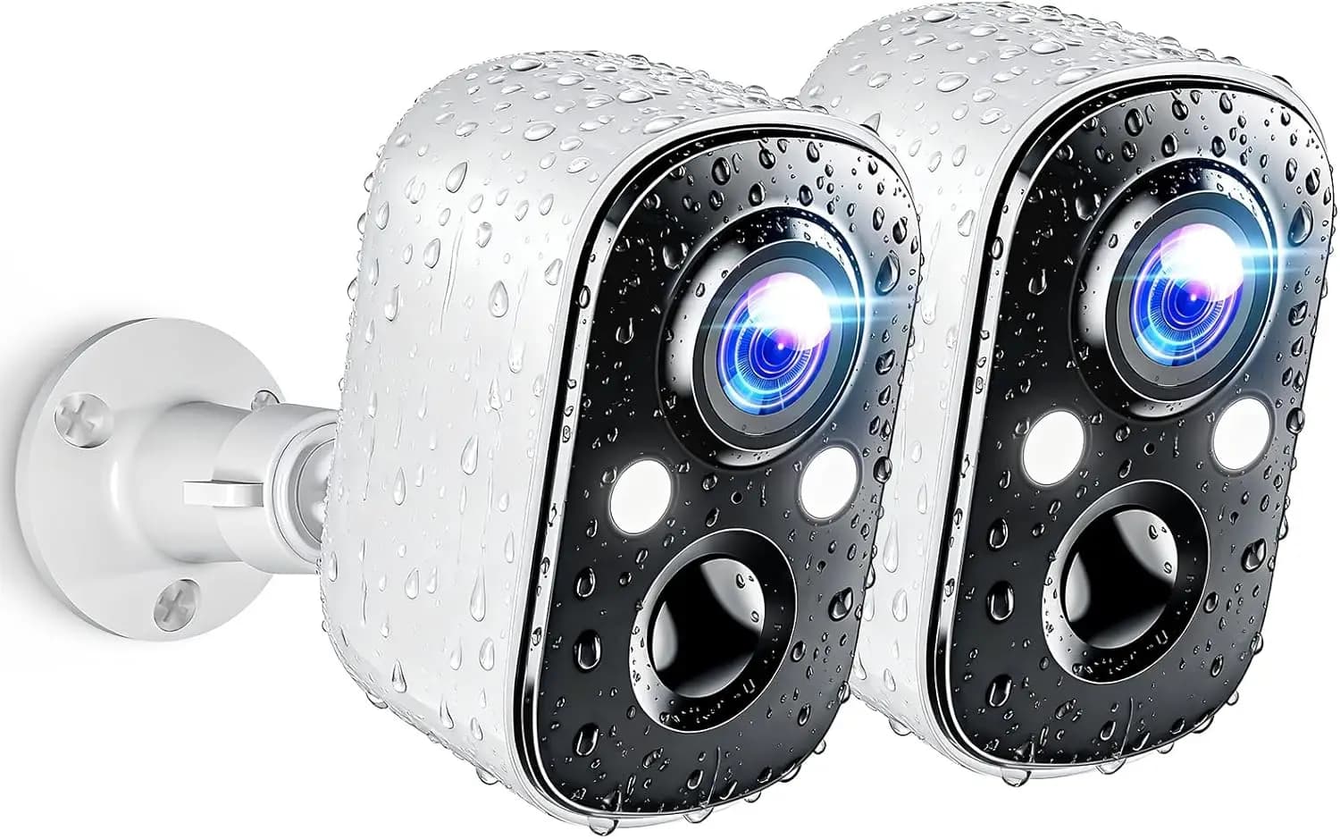 Telecamere di Sicurezza Wireless da Esterno, 2K a Batteria con Rilevamento del Movimento AI, Visione Notturna a Colori, Impermeabili IP66, Comunicazione Bidirezionale