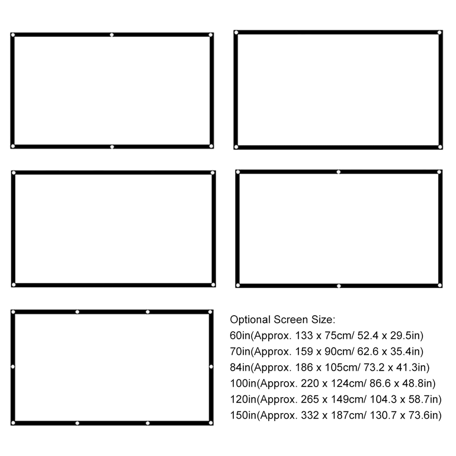 Schermo per Proiettore Portatile HD 60/72/84/100/120 Pollici 16:9, Telo da Proiezione Pieghevole in Poliestere per Casa e Ufficio