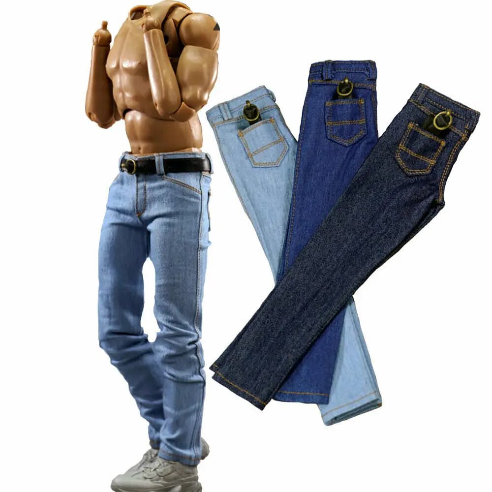 1/6 Bilancia Soldato Classico Sottile Denim Pantaloni Jeans e Cintura Modello Per 12 Pollici Maschio Action Figure Corpo Bambole Giocattolo Accessori di Abbigliamento