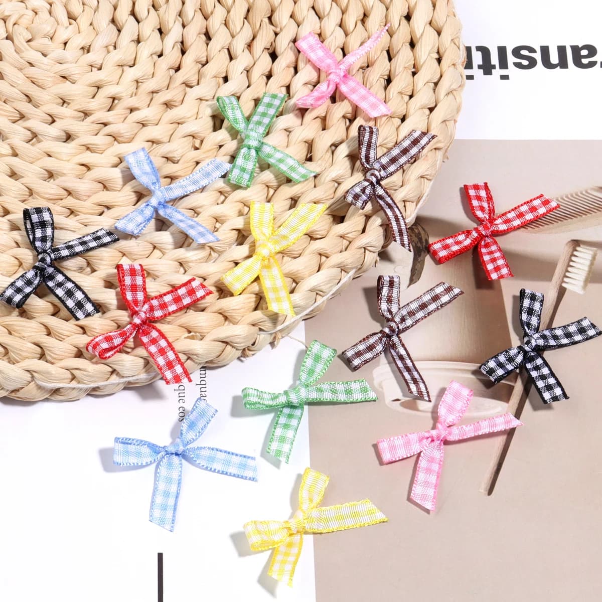 50/100 Pezzi Mini Fiocchi in Nastro 4x2,5cm, Fiocchi in Raso per Fai da Te, Decorazioni per Capelli, Regali, Abbigliamento